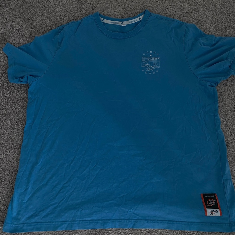Reebok Iverson I3 Blueprint SS Basketball T-Shirt Men's Essential Blue Tee 2XL
